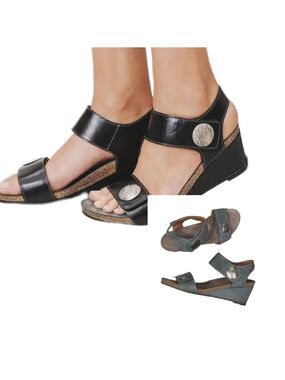 TAOS "Carousel 2" Handcrafted Distressed Leather Wedge Heel Sandals
